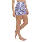 Printed Liquid Chrome Effect Yoga Shorts