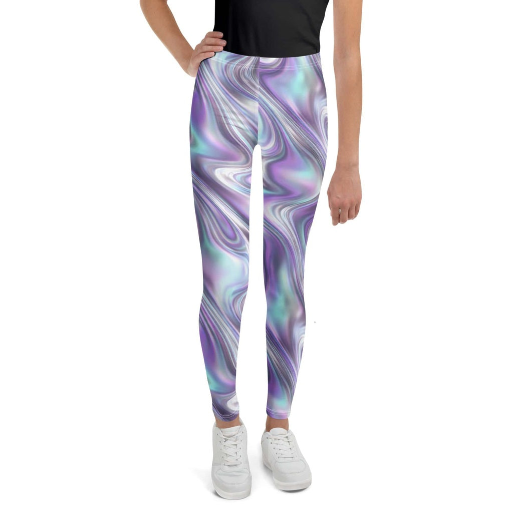 Printed Liquid Chrome Effect Youth Leggings