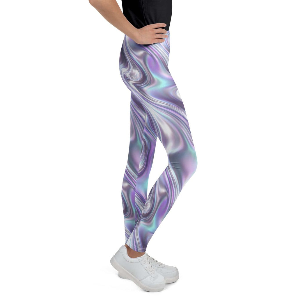 Printed Liquid Chrome Effect Youth Leggings