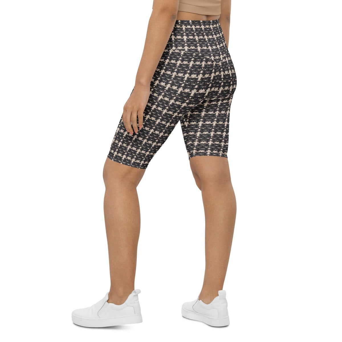 Printed Parisian Tweed Effect Biker Shorts