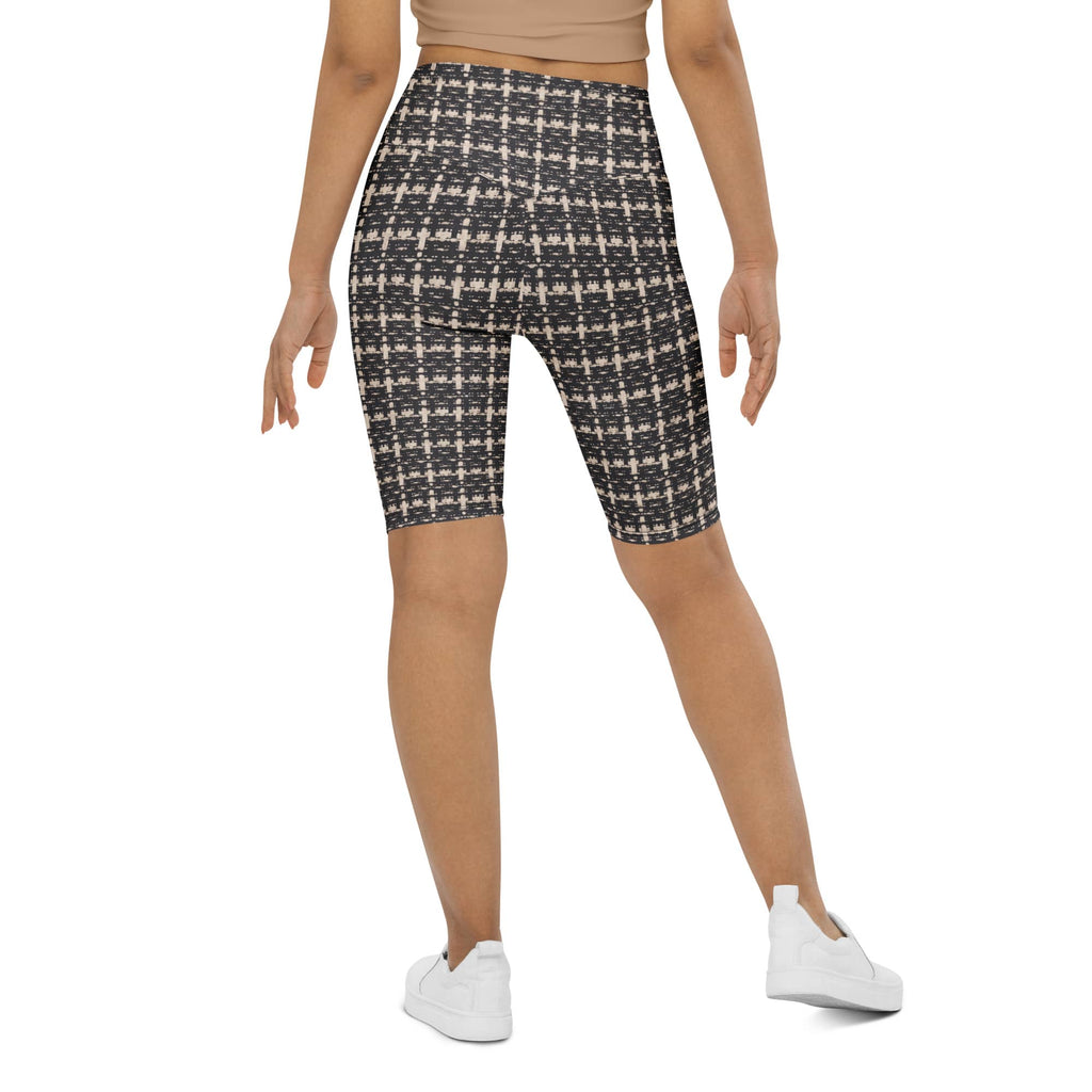 Printed Parisian Tweed Effect Biker Shorts