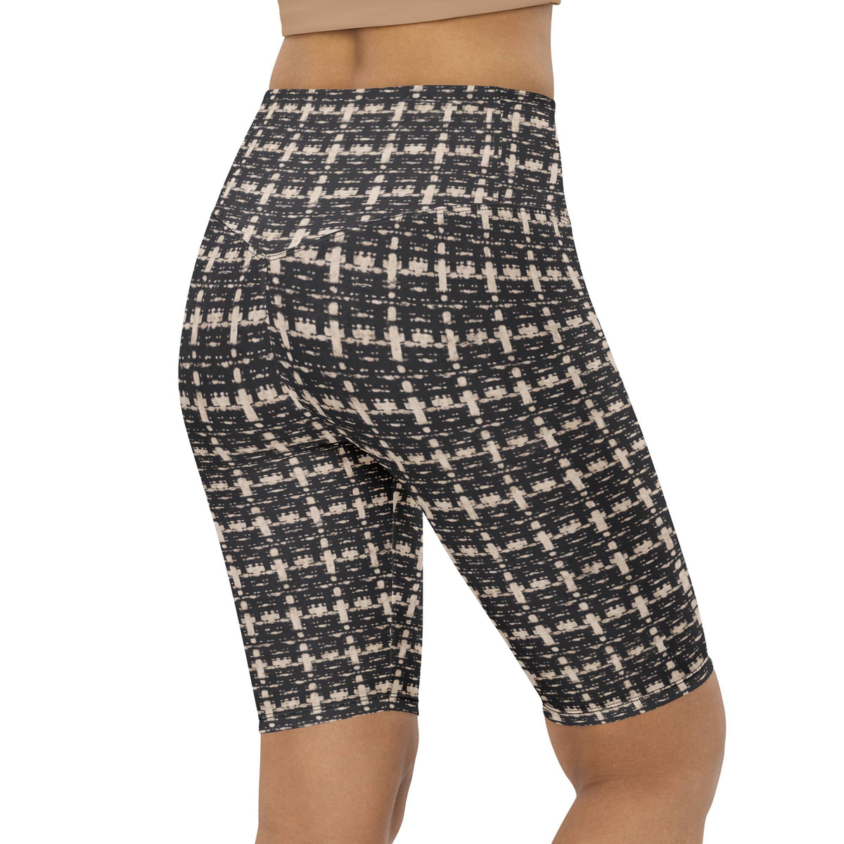 Printed Parisian Tweed Effect Biker Shorts