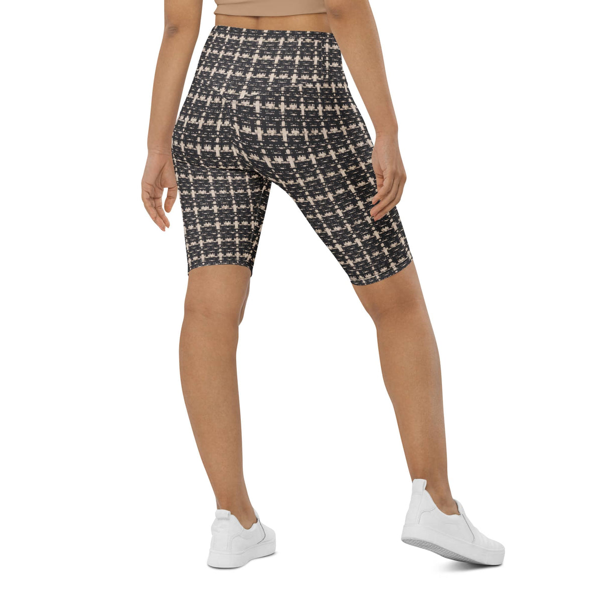 Printed Parisian Tweed Effect Biker Shorts