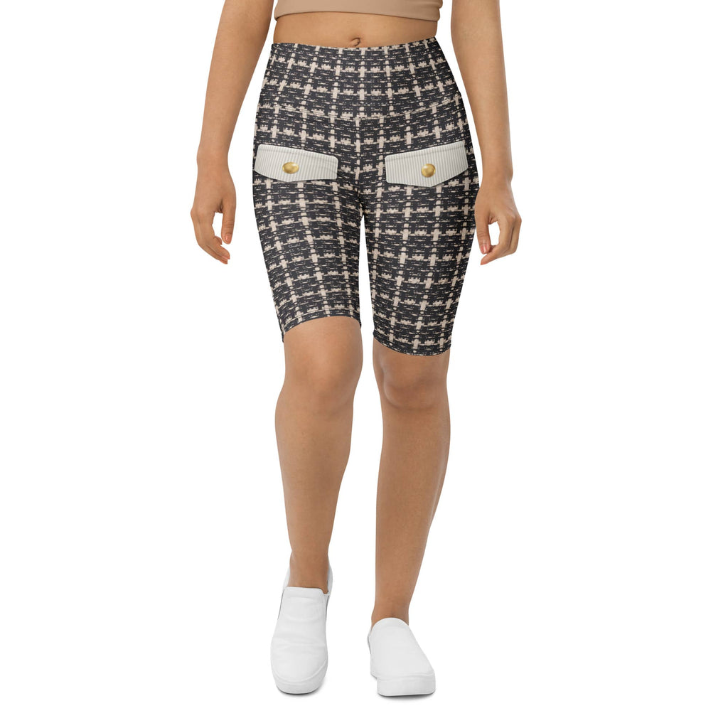 Printed Parisian Tweed Effect Biker Shorts
