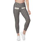 Printed Parisian Tweed Effect Crossover Leggings With Pockets