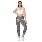 Printed Parisian Tweed Effect Crossover Leggings With Pockets