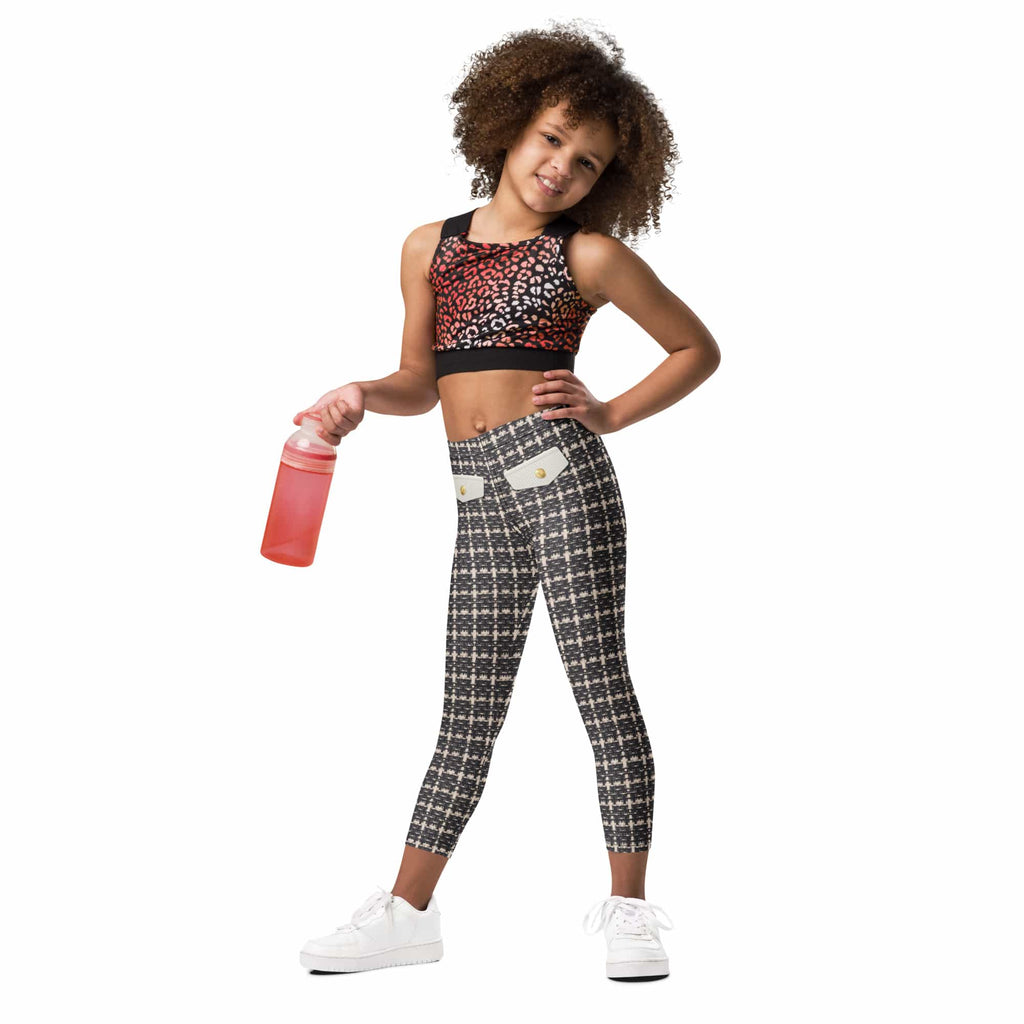 Printed Parisian Tweed Effect Kid's Leggings
