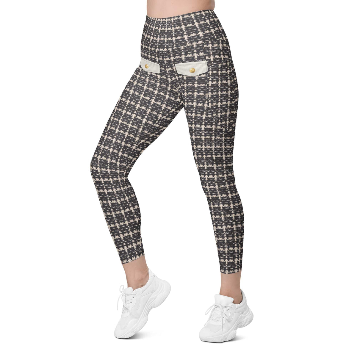 Printed Parisian Tweed Effect Leggings With Pockets
