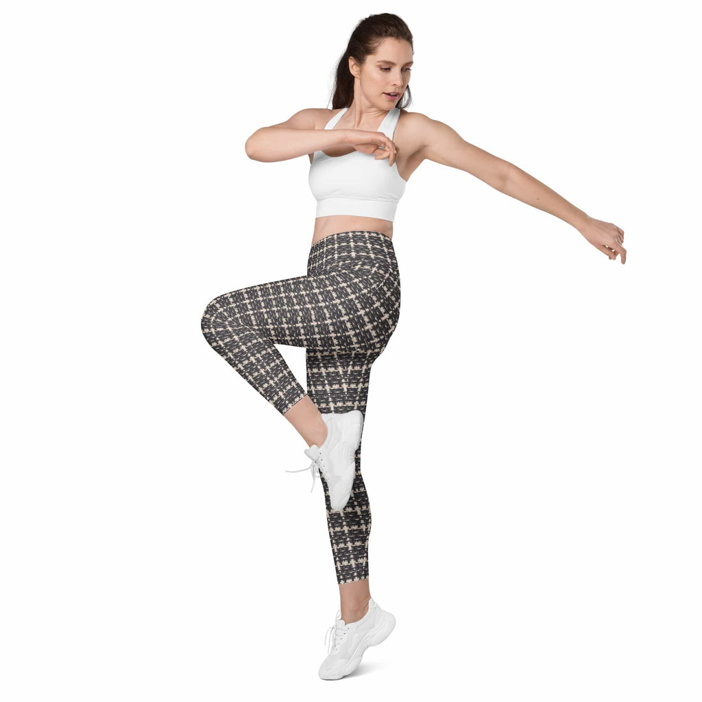 Printed Parisian Tweed Effect Leggings With Pockets