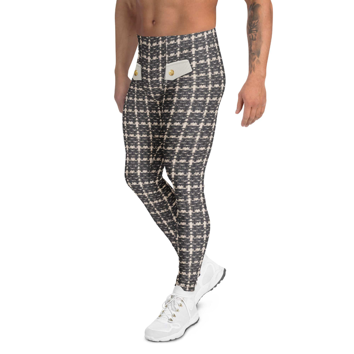 Printed Parisian Tweed Effect Men's Leggings