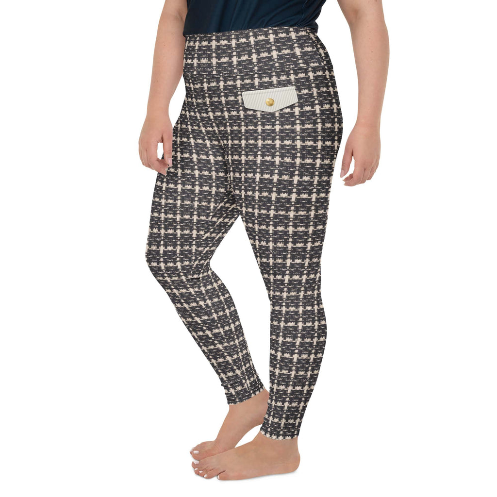 Printed Parisian Tweed Effect Plus Size Leggings
