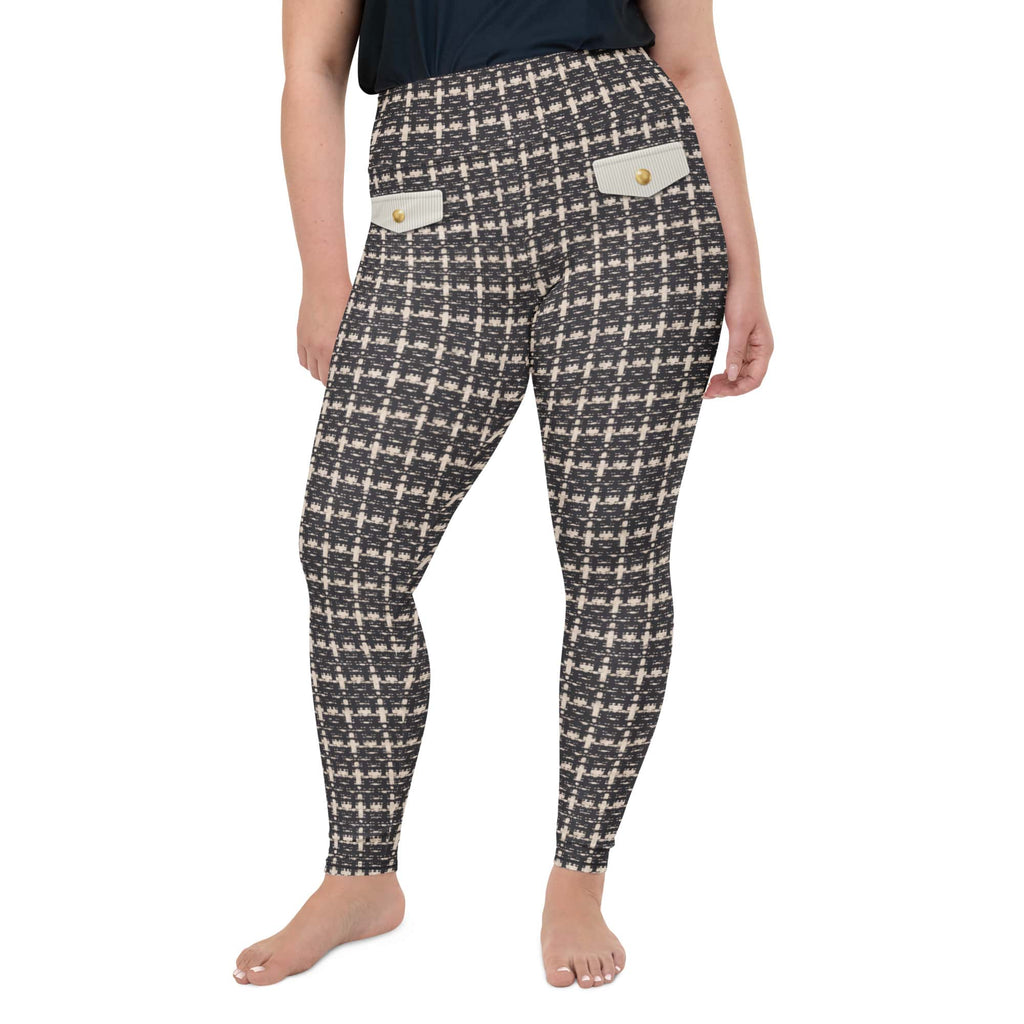 Printed Parisian Tweed Effect Plus Size Leggings