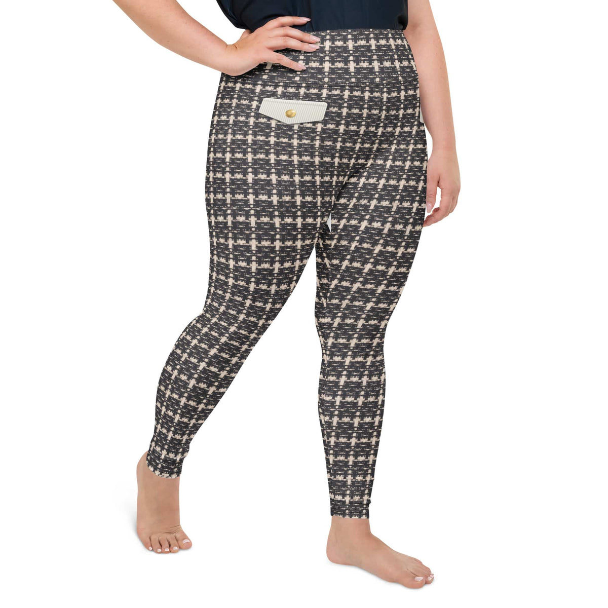 Printed Parisian Tweed Effect Plus Size Leggings