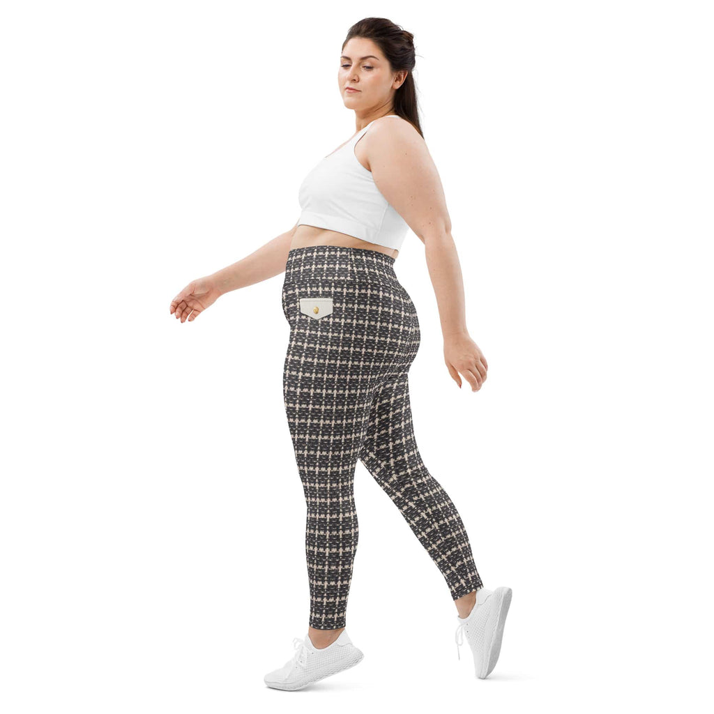 Printed Parisian Tweed Effect Plus Size Leggings