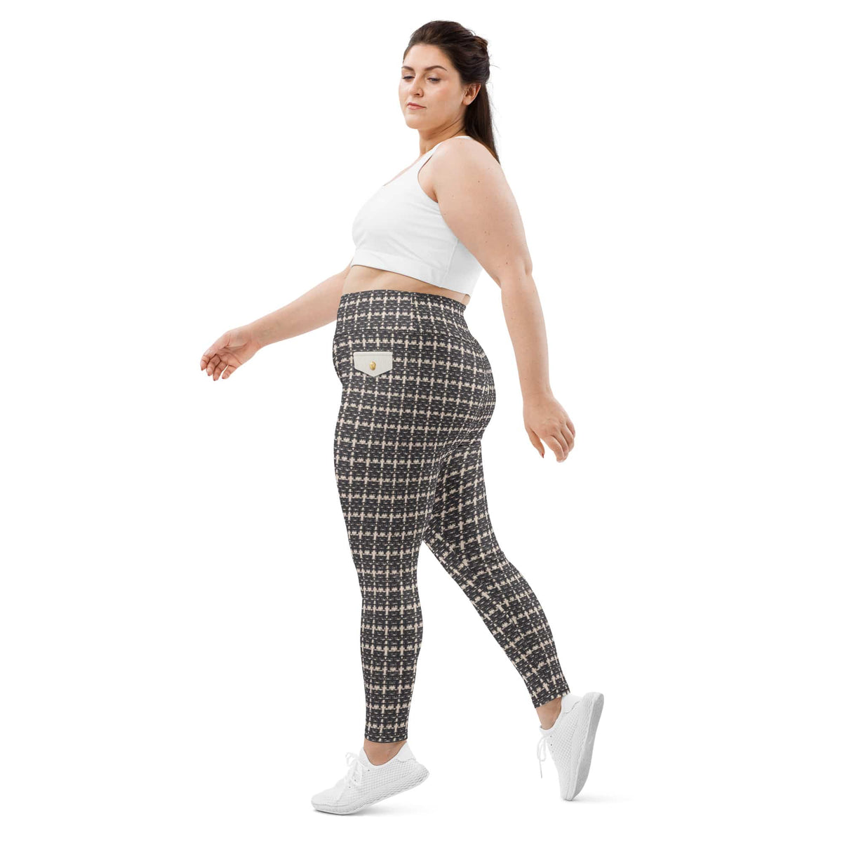 Printed Parisian Tweed Effect Plus Size Leggings