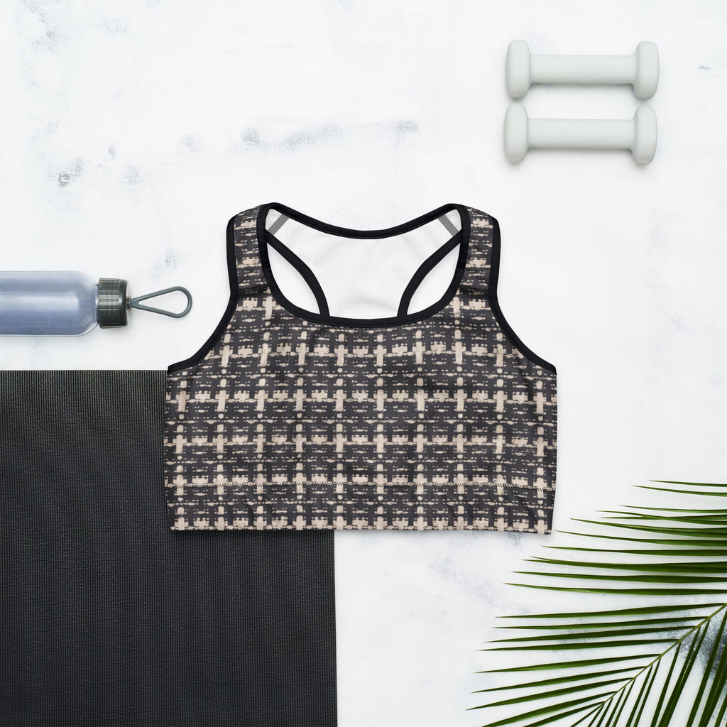 Printed Parisian Tweed Effect Sports Bra