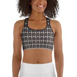 Printed Parisian Tweed Effect Sports Bra