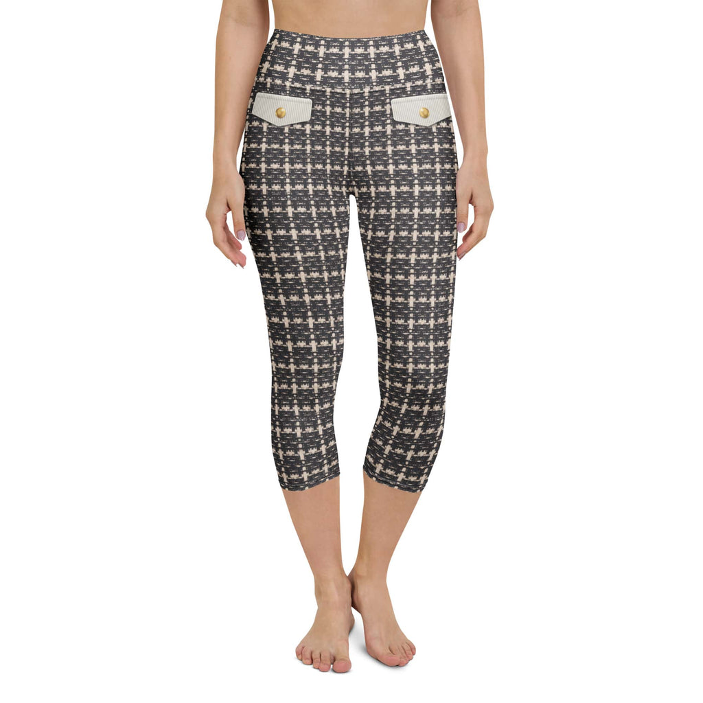 Printed Parisian Tweed Effect Yoga Capris