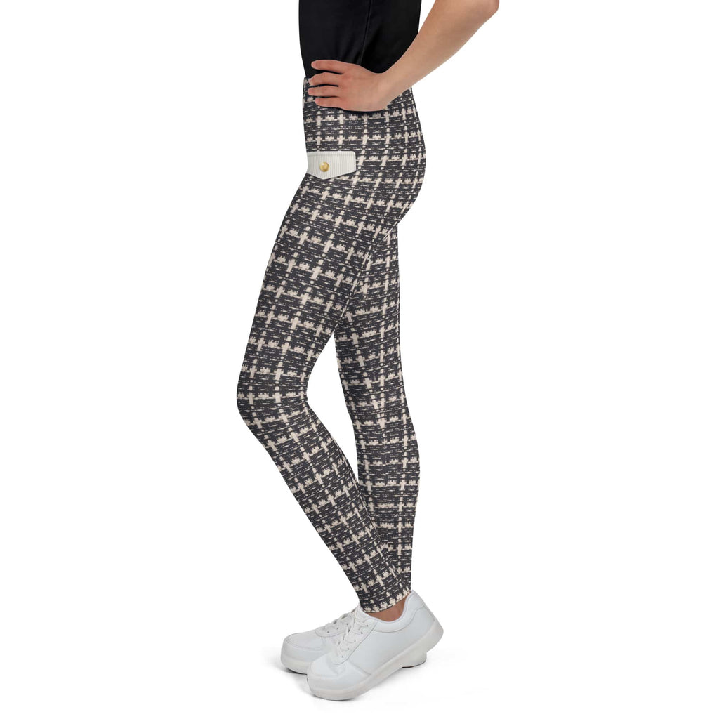 Printed Parisian Tweed Effect Youth Leggings