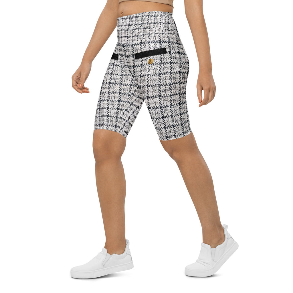 Printed Royal Tweed Effect Biker Shorts