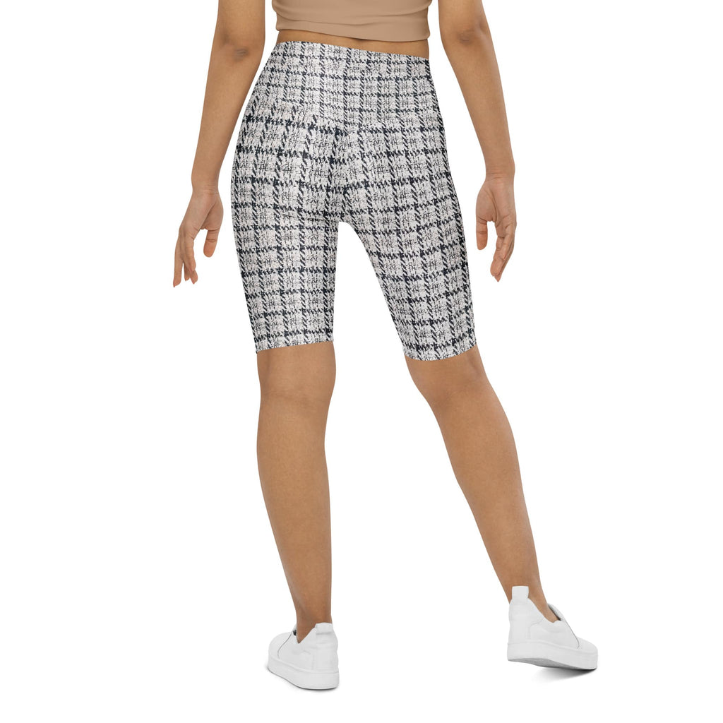 Printed Royal Tweed Effect Biker Shorts