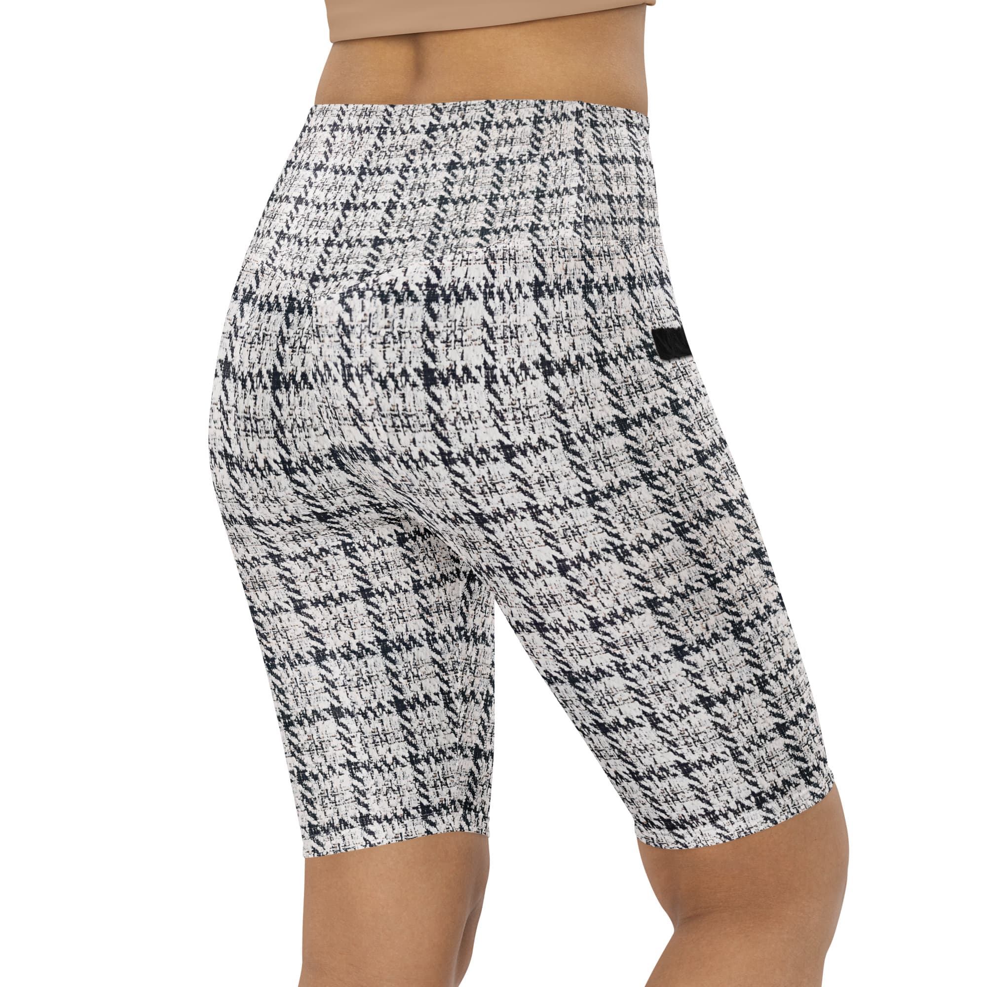 Printed Royal Tweed Effect Biker Shorts