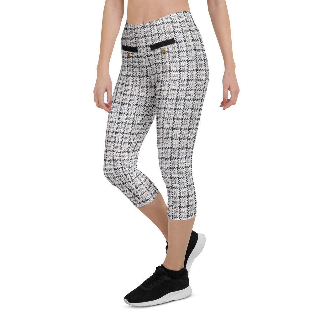 Printed Royal Tweed Effect Capris