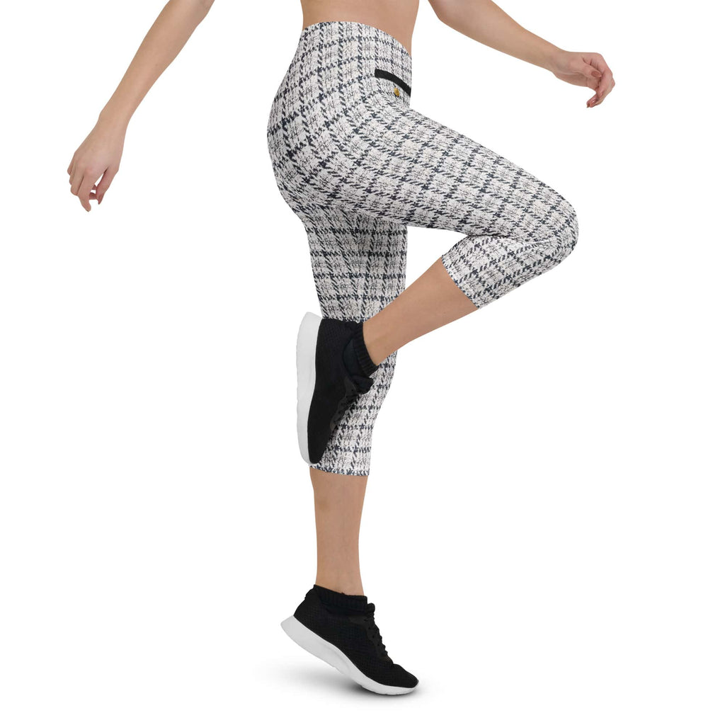 Printed Royal Tweed Effect Capris