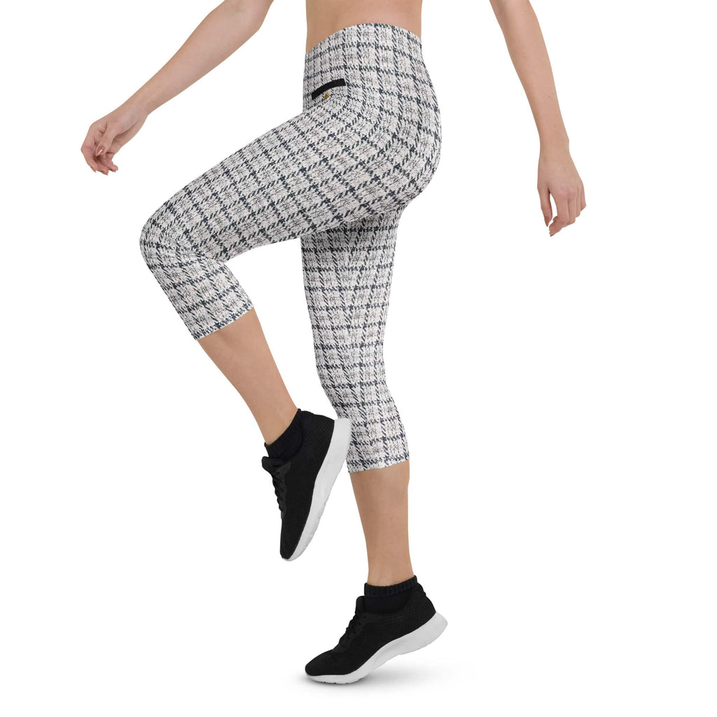 Printed Royal Tweed Effect Capris