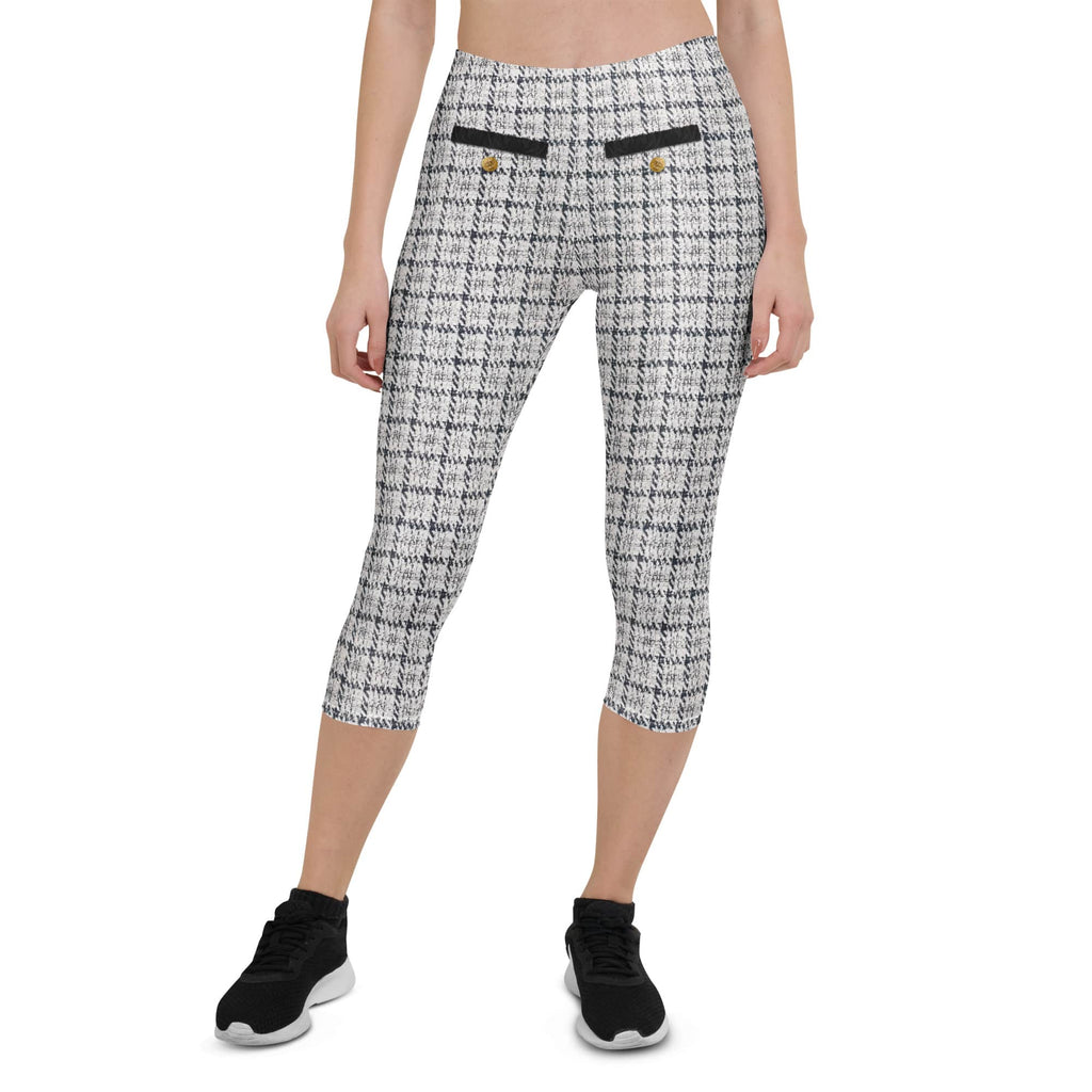 Printed Royal Tweed Effect Capris