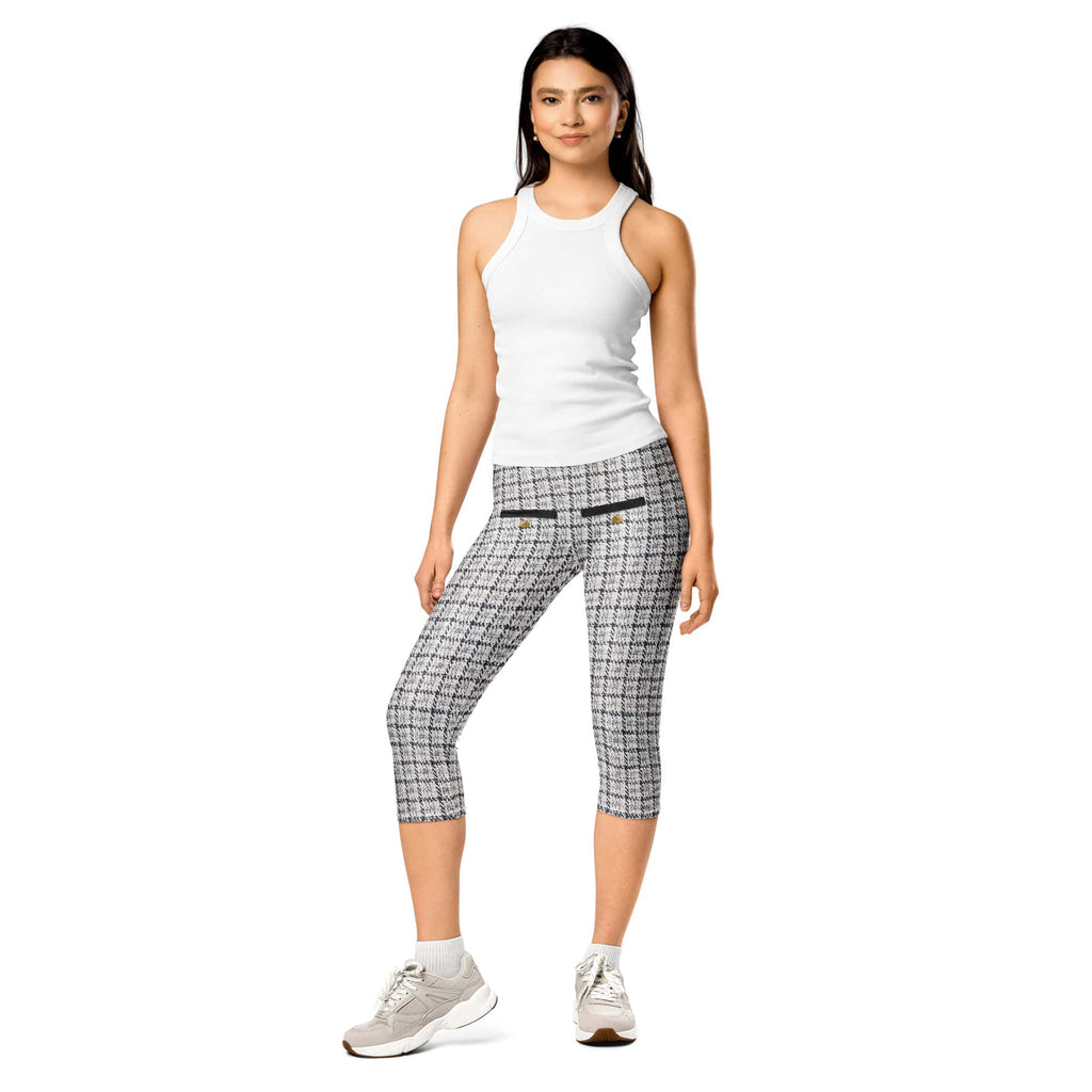 Printed Royal Tweed Effect Capris
