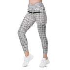 Printed Royal Tweed Effect Crossover Leggings With Pockets