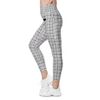 Printed Royal Tweed Effect Crossover Leggings With Pockets