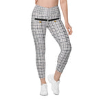 Printed Royal Tweed Effect Crossover Leggings With Pockets