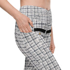 Printed Royal Tweed Effect Crossover Leggings With Pockets