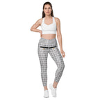Printed Royal Tweed Effect Crossover Leggings With Pockets