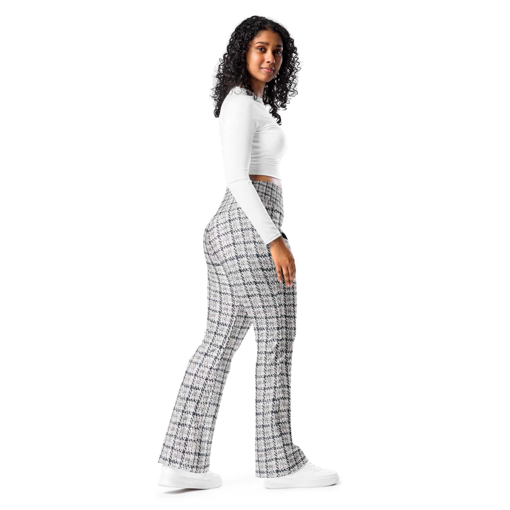 Printed Royal Tweed Effect Flare Leggings