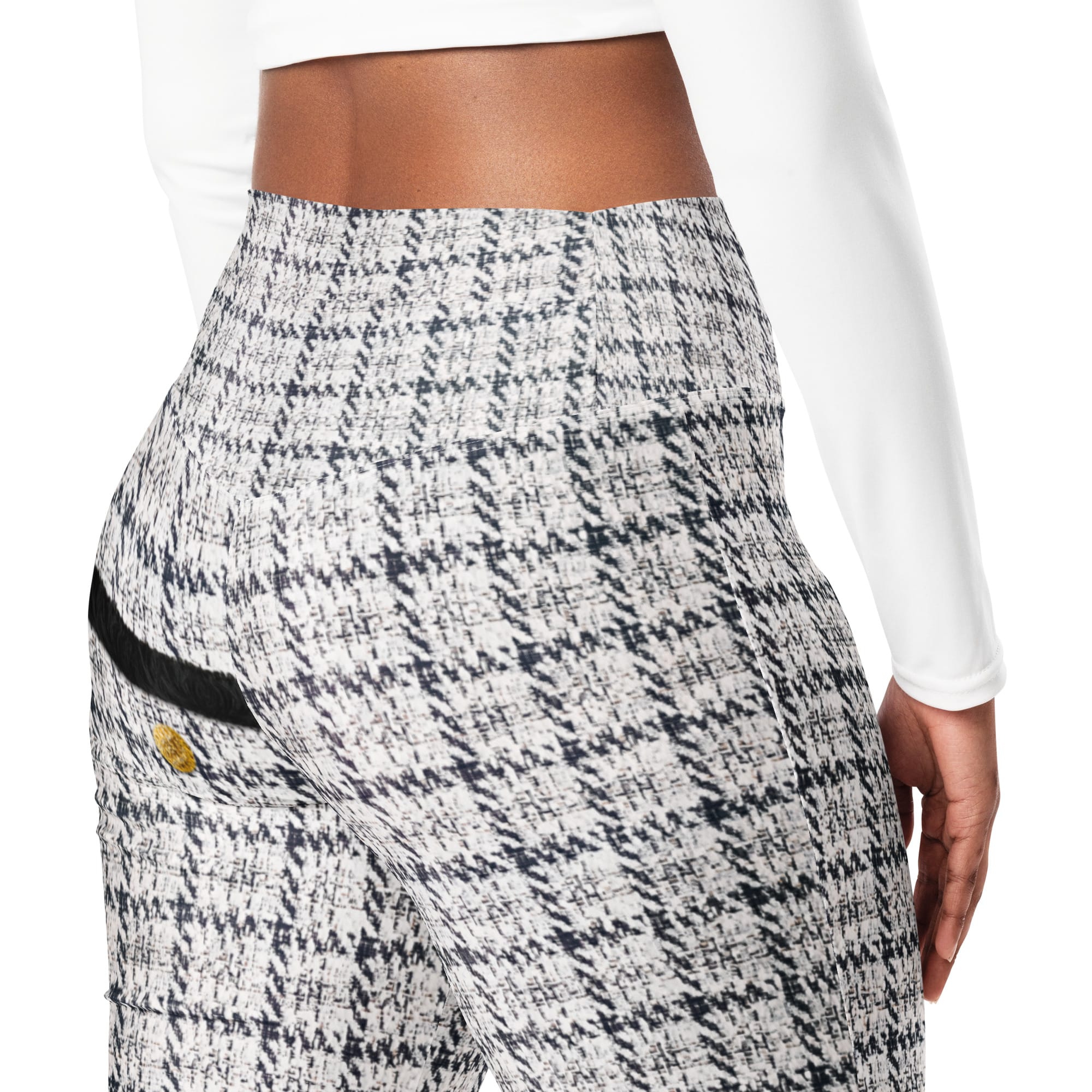 Printed Royal Tweed Effect Flare Leggings