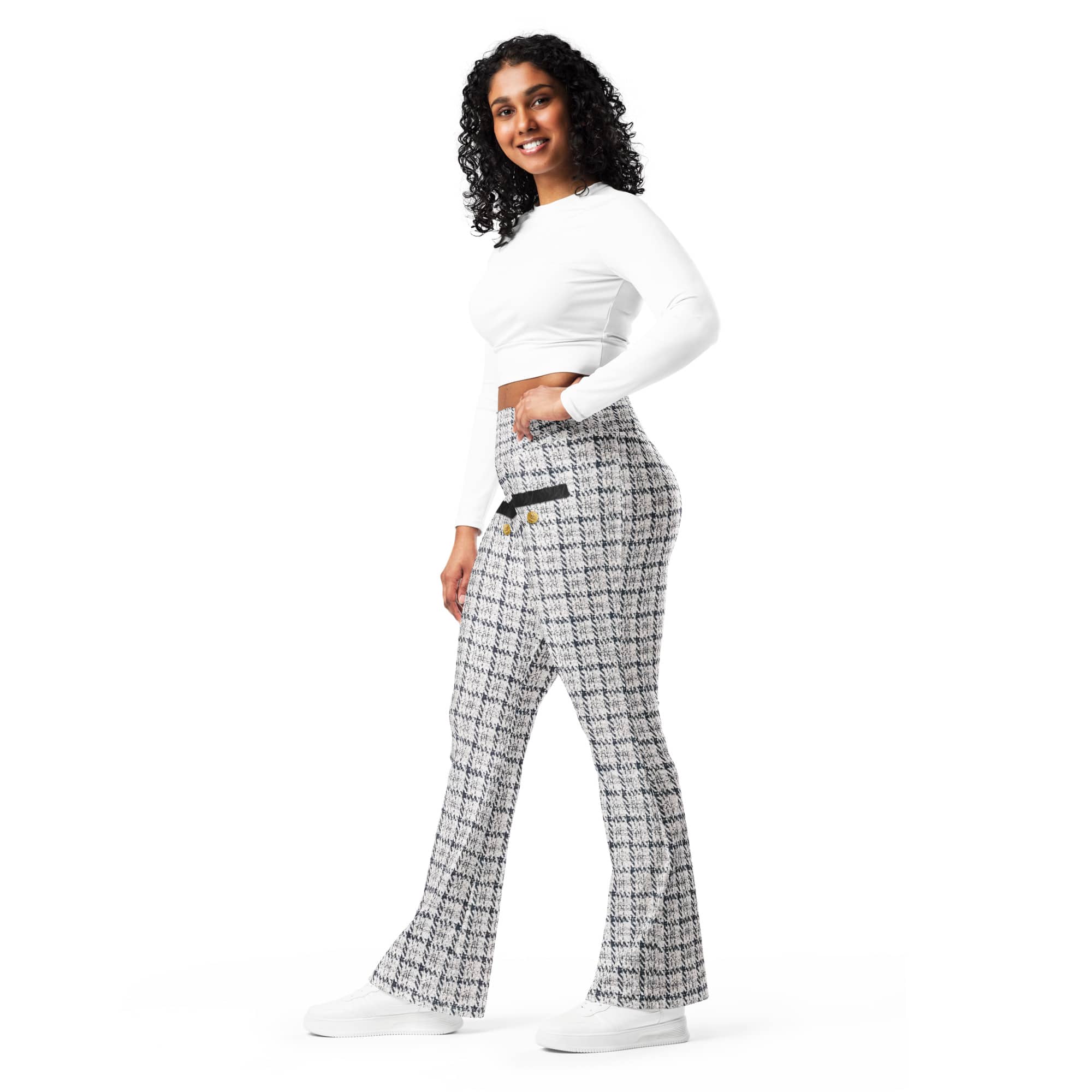 Printed Royal Tweed Effect Flare Leggings