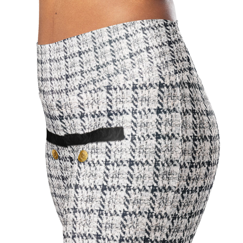 Printed Royal Tweed Effect Flare Leggings