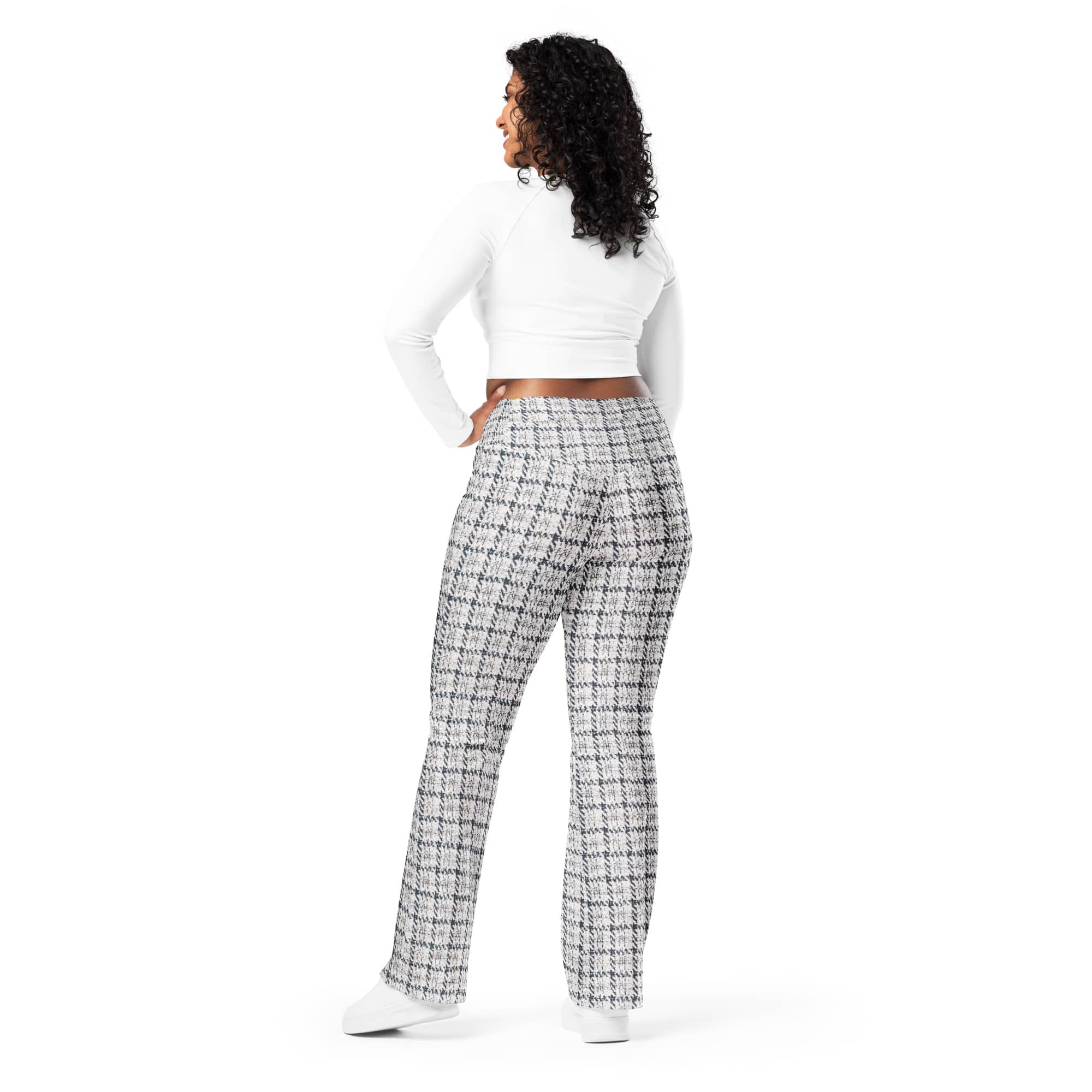 Printed Royal Tweed Effect Flare Leggings