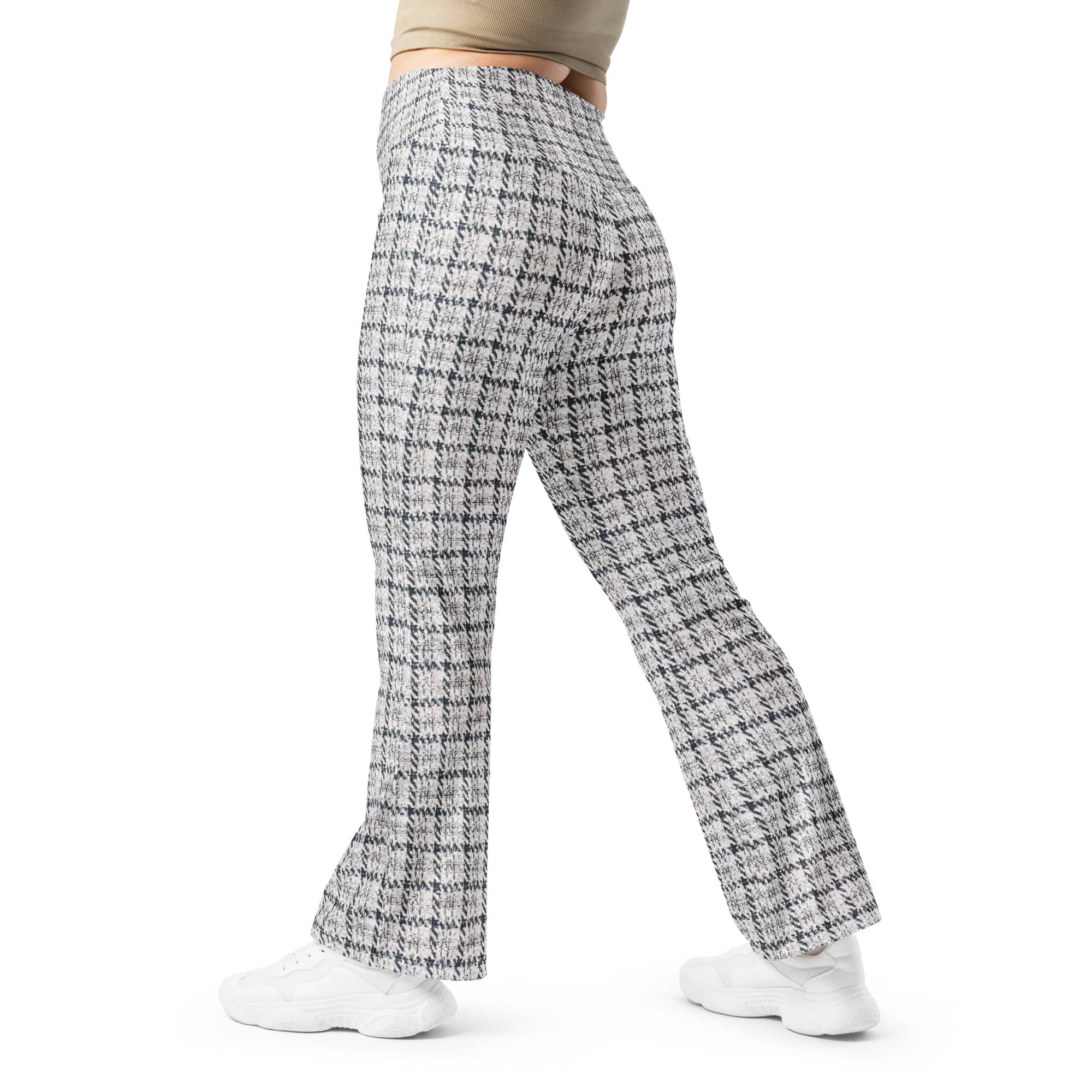 Printed Royal Tweed Effect Flare Leggings