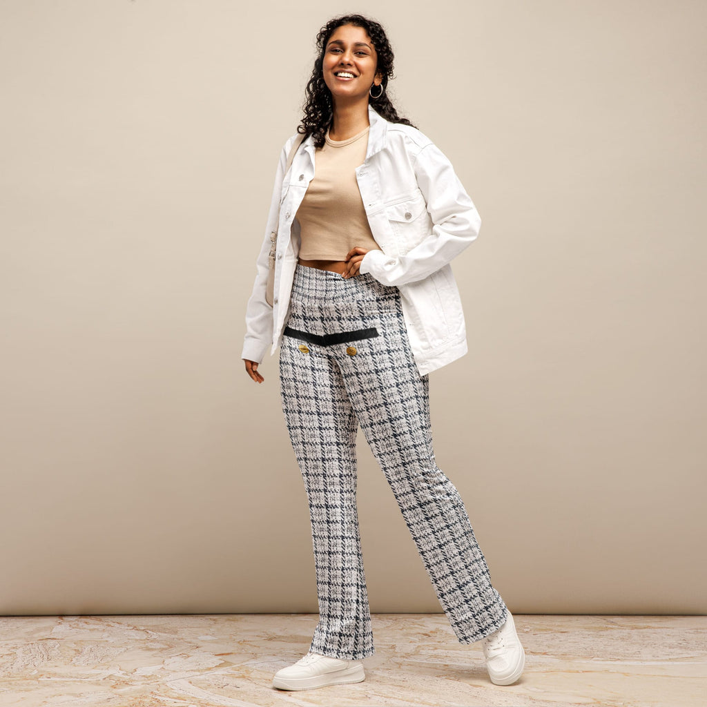 Printed Royal Tweed Effect Flare Leggings