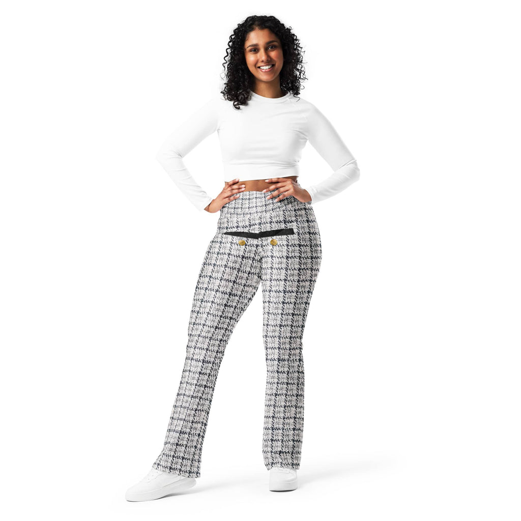 Printed Royal Tweed Effect Flare Leggings
