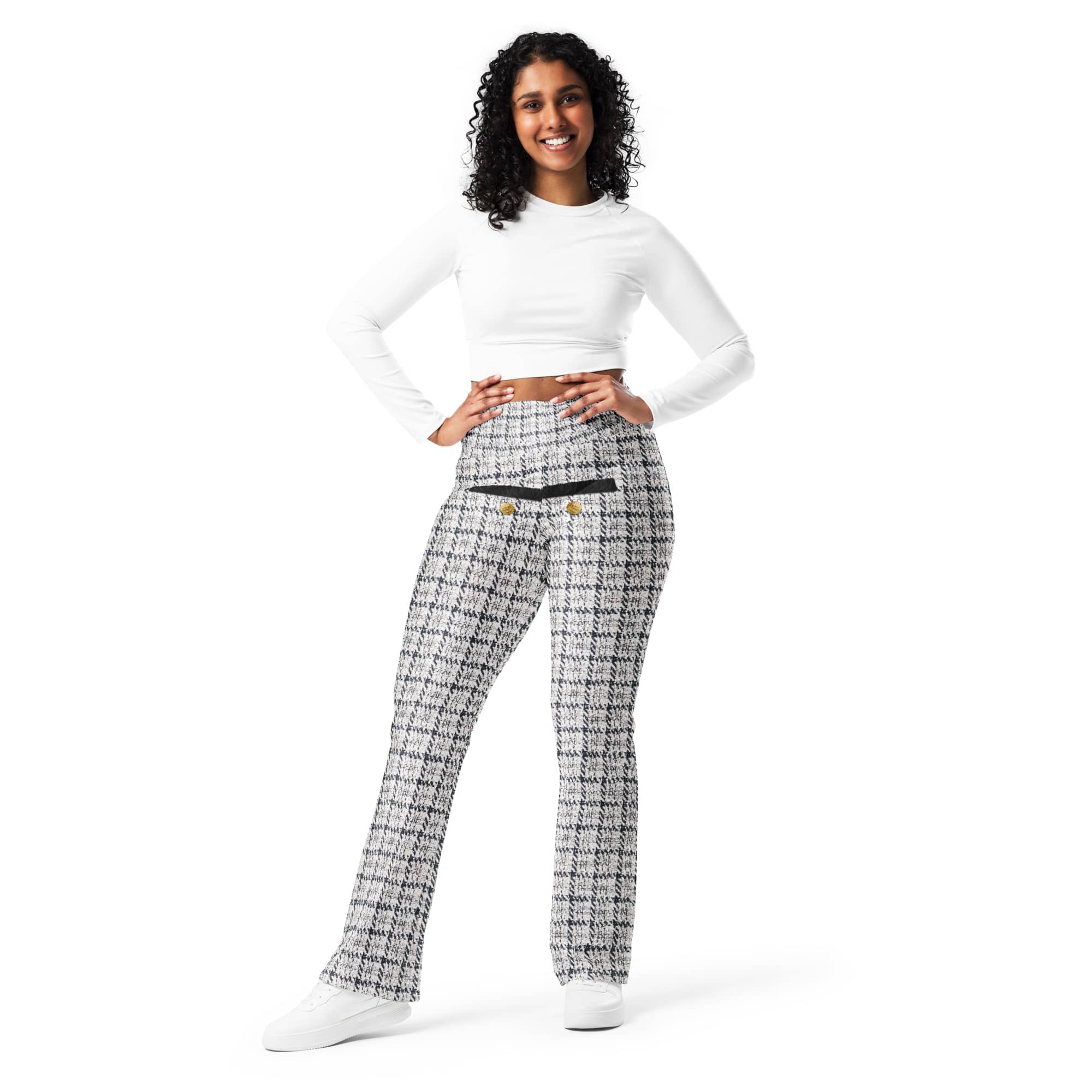 Printed Royal Tweed Effect Flare Leggings