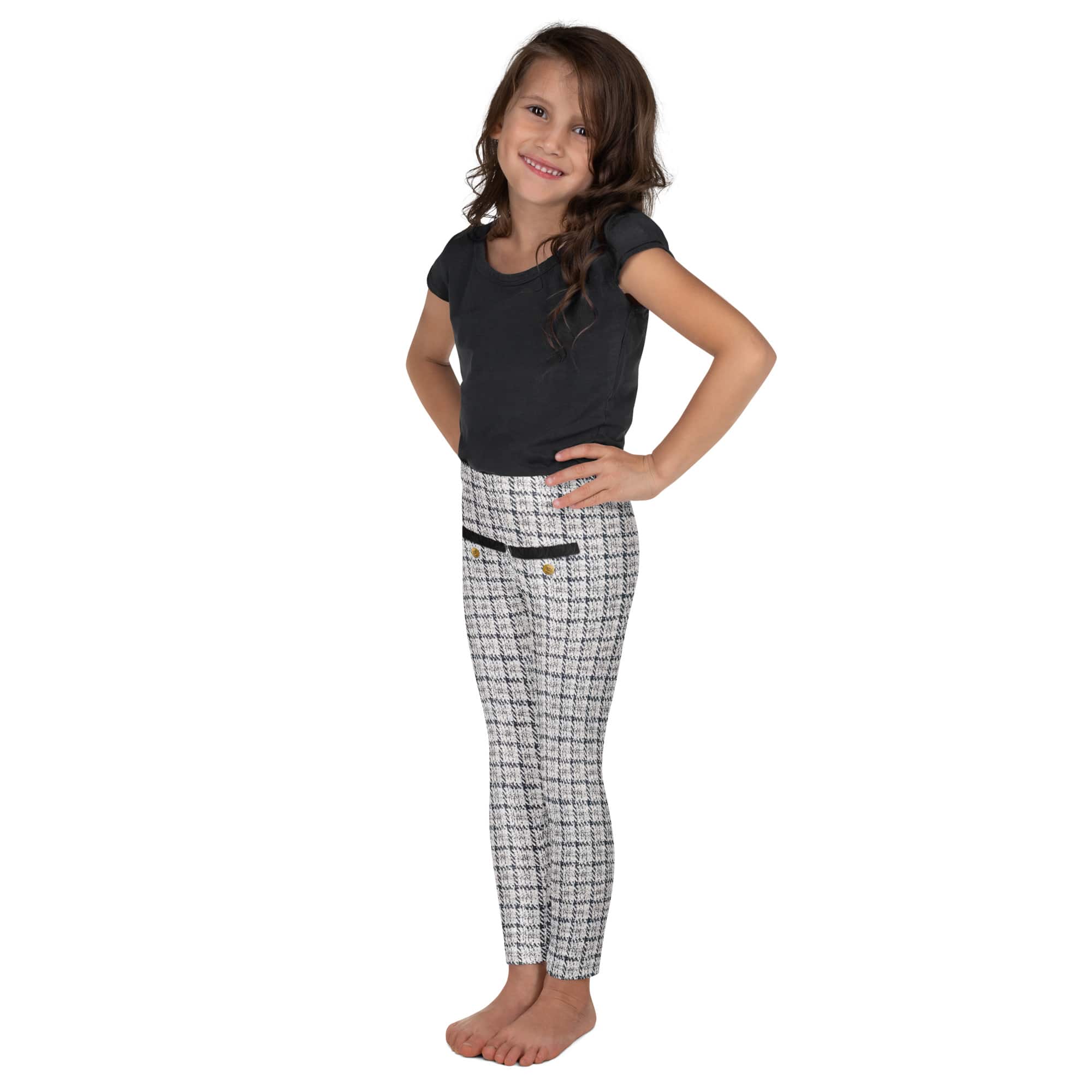 Printed Royal Tweed Effect Kid's Leggings