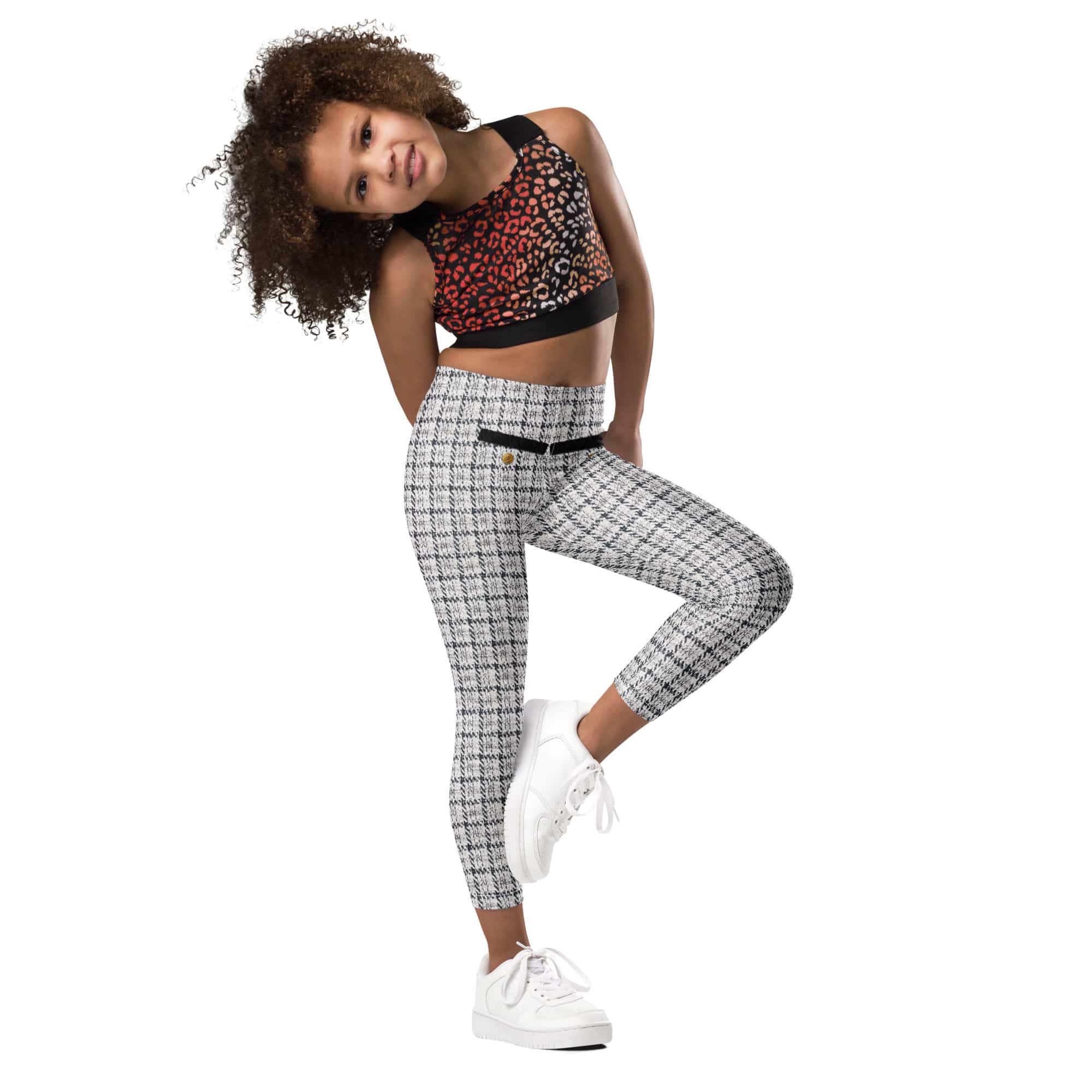 Printed Royal Tweed Effect Kid's Leggings