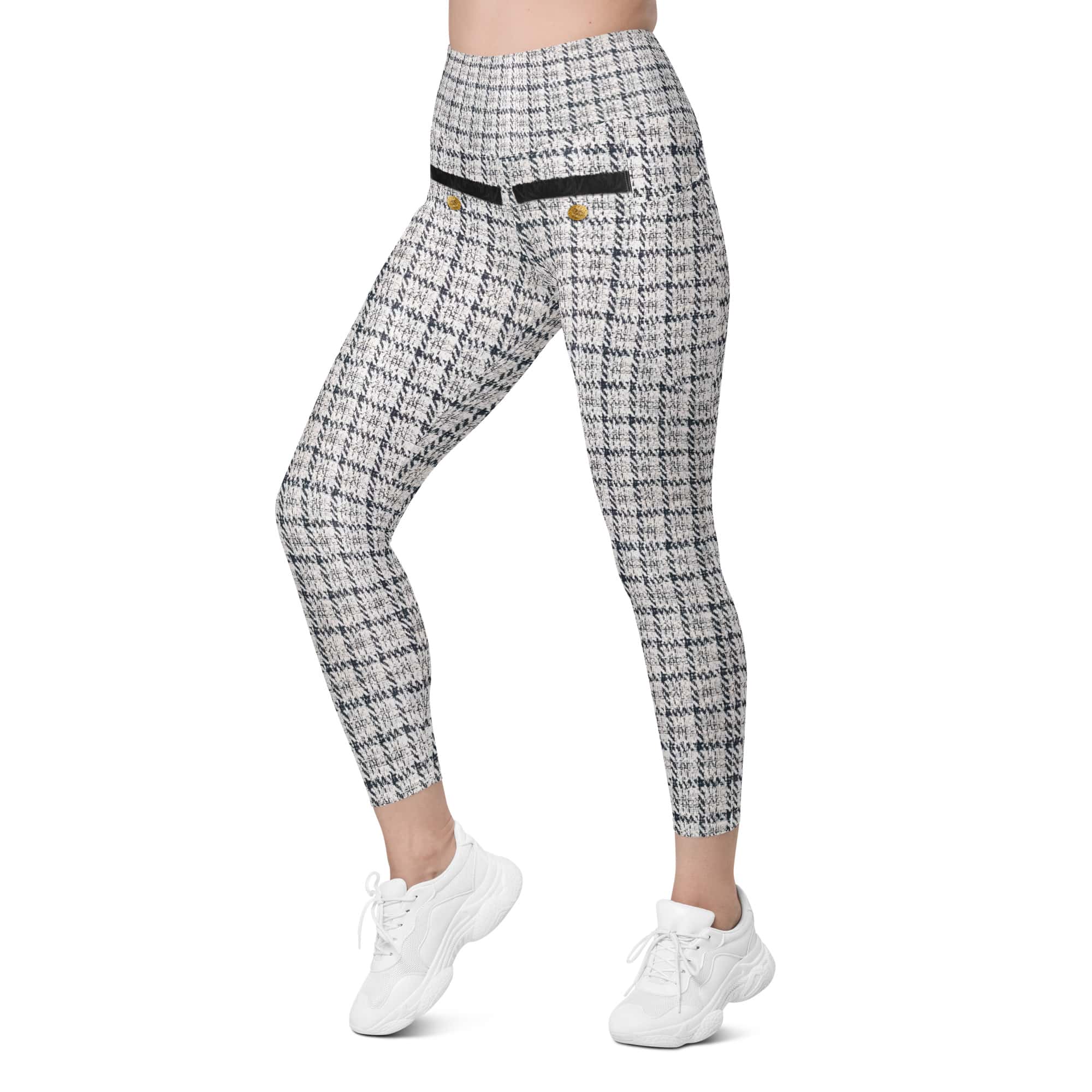 Printed Royal Tweed Effect Leggings With Pockets