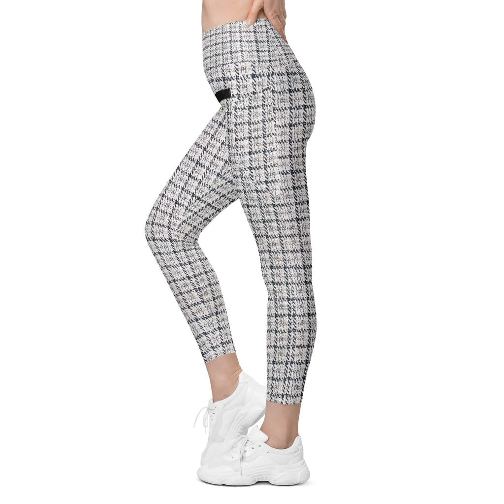 Printed Royal Tweed Effect Leggings With Pockets