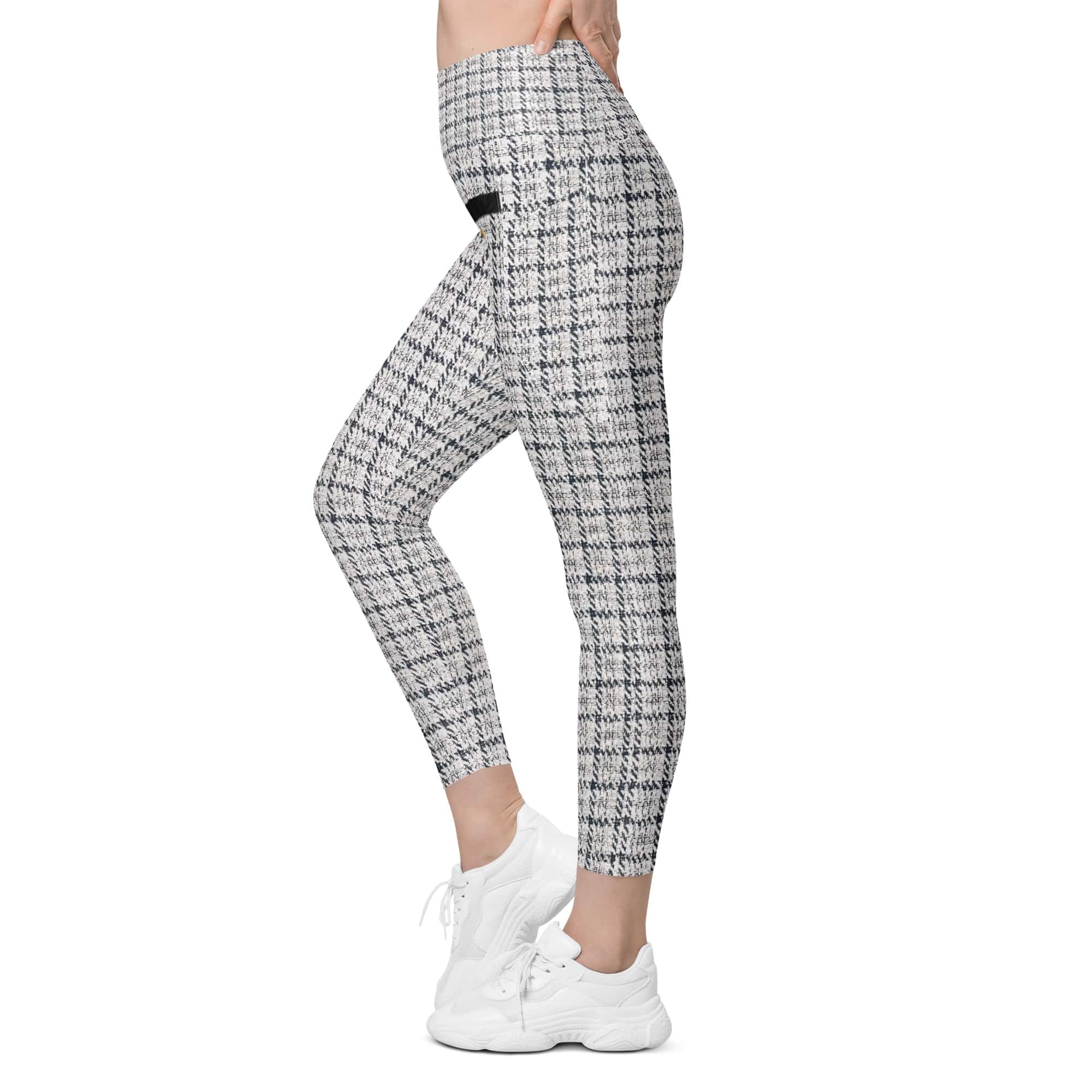 Printed Royal Tweed Effect Leggings With Pockets